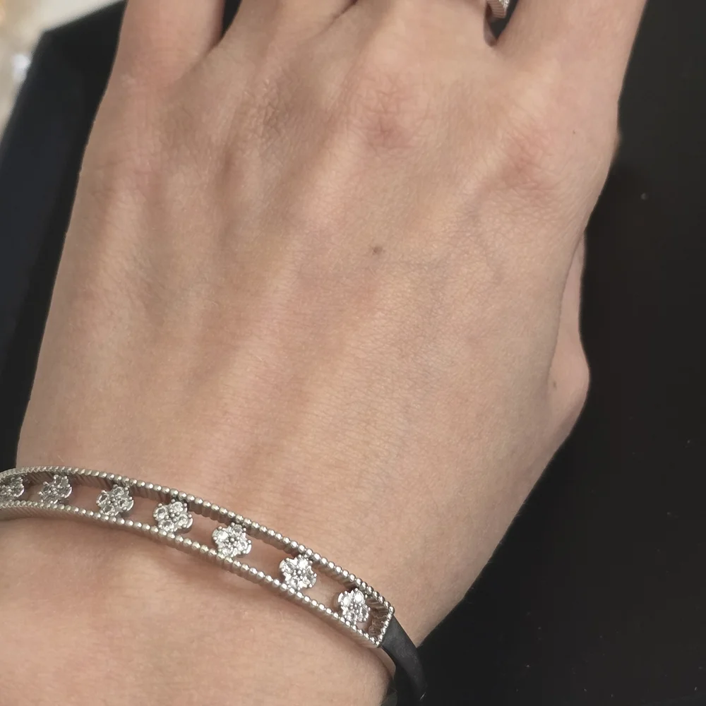 Elegant Dubai Jewelry Silver Women's Bracelet Set With Rjng